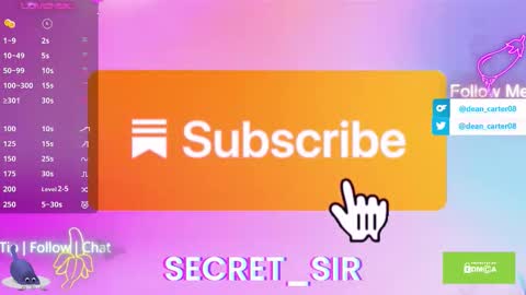 Snapshot of secret_sir chatting on September 2025 10:20:01 PM Dean Carter online show from September 2025 10:20:01 PM